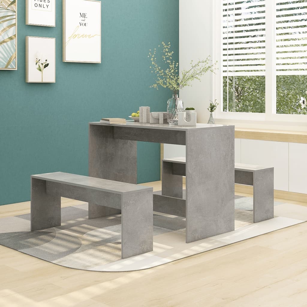 Set da Pranzo 3 Pz Grigio Cemento in Truciolato - homemem39