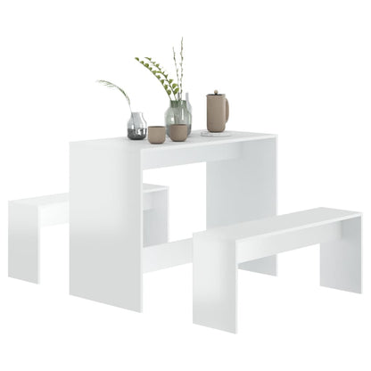 Set da Pranzo 3 Pz Bianco Lucido in Truciolato - homemem39