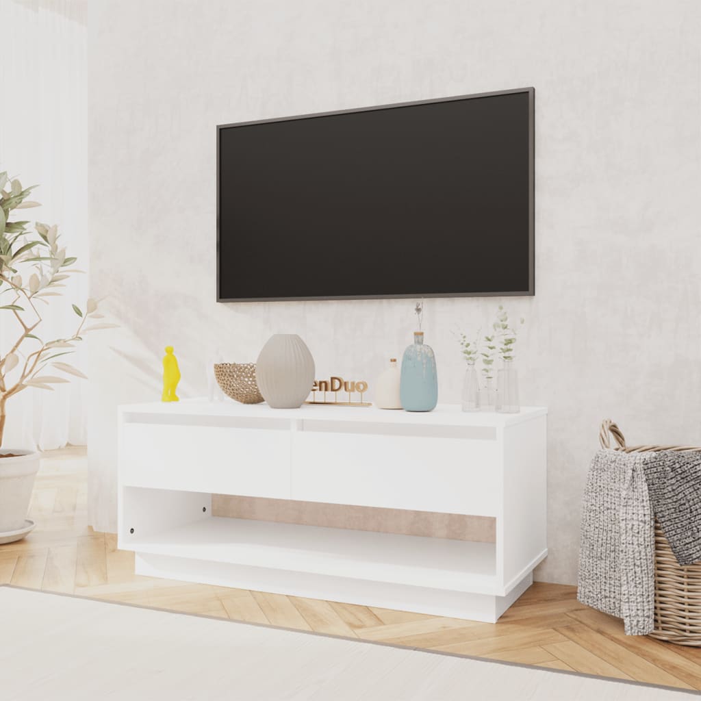 Mobile TV Bianco 102x41x44 cm in Legno Multistrato - homemem39