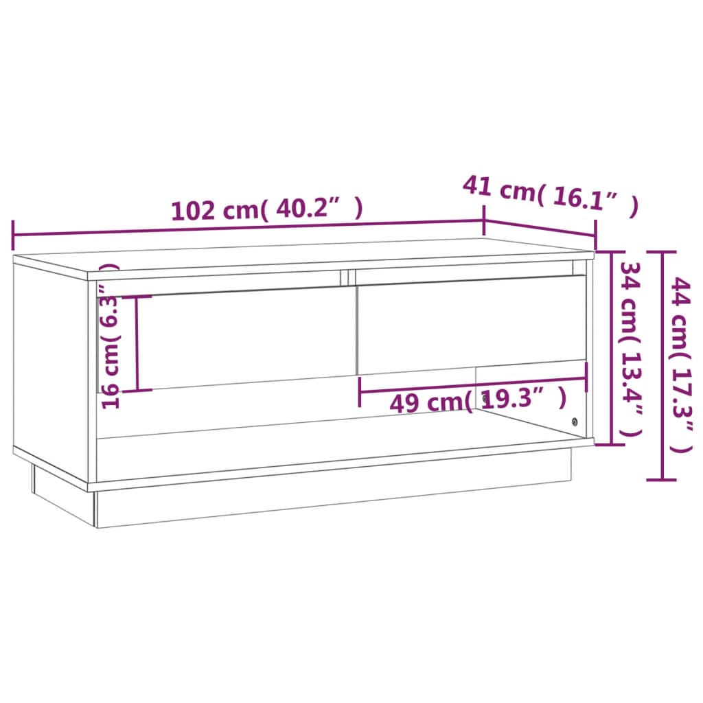 Mobile TV Bianco 102x41x44 cm in Legno Multistrato - homemem39