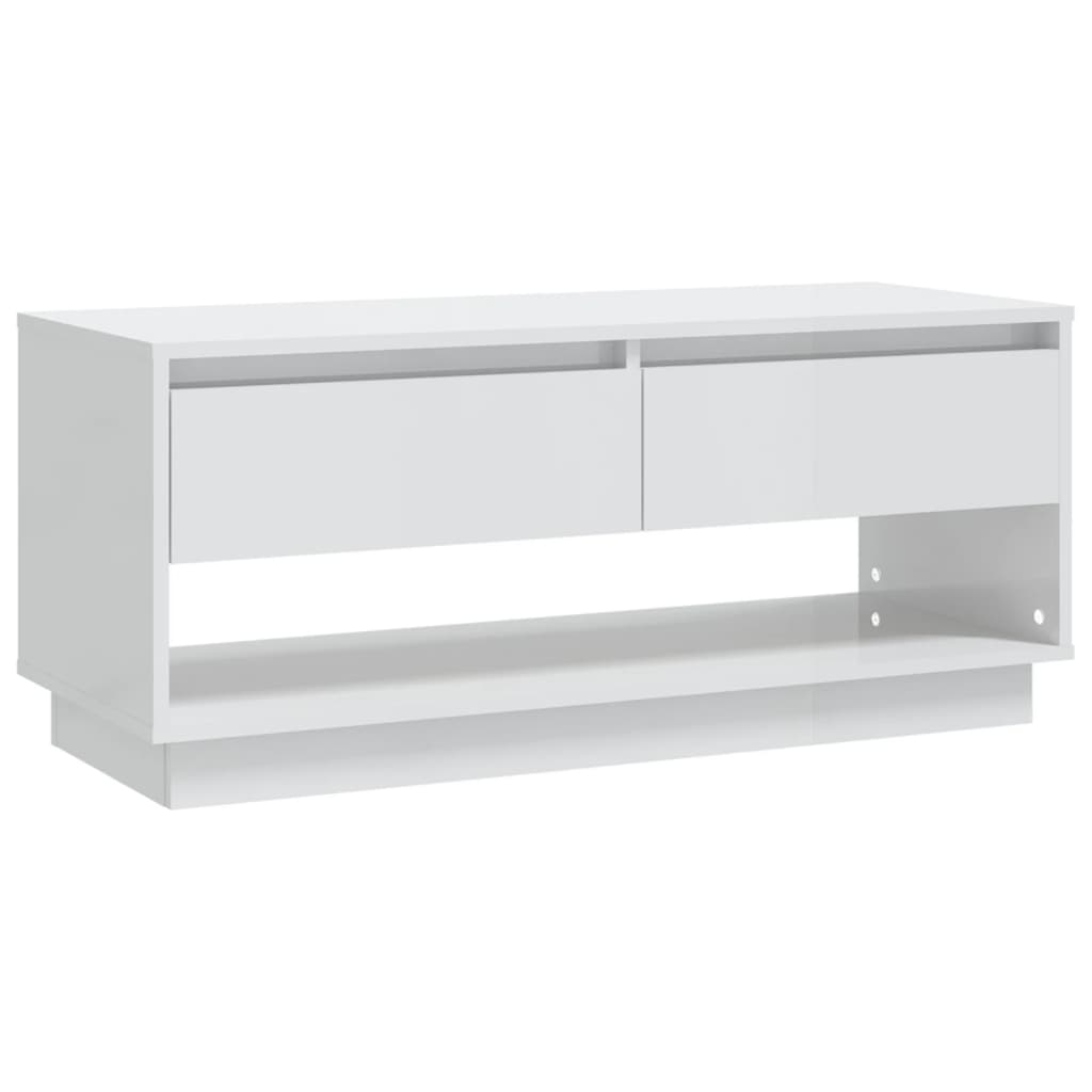 Mobile TV Bianco Lucido 102x41x44 cm in Truciolato - homemem39