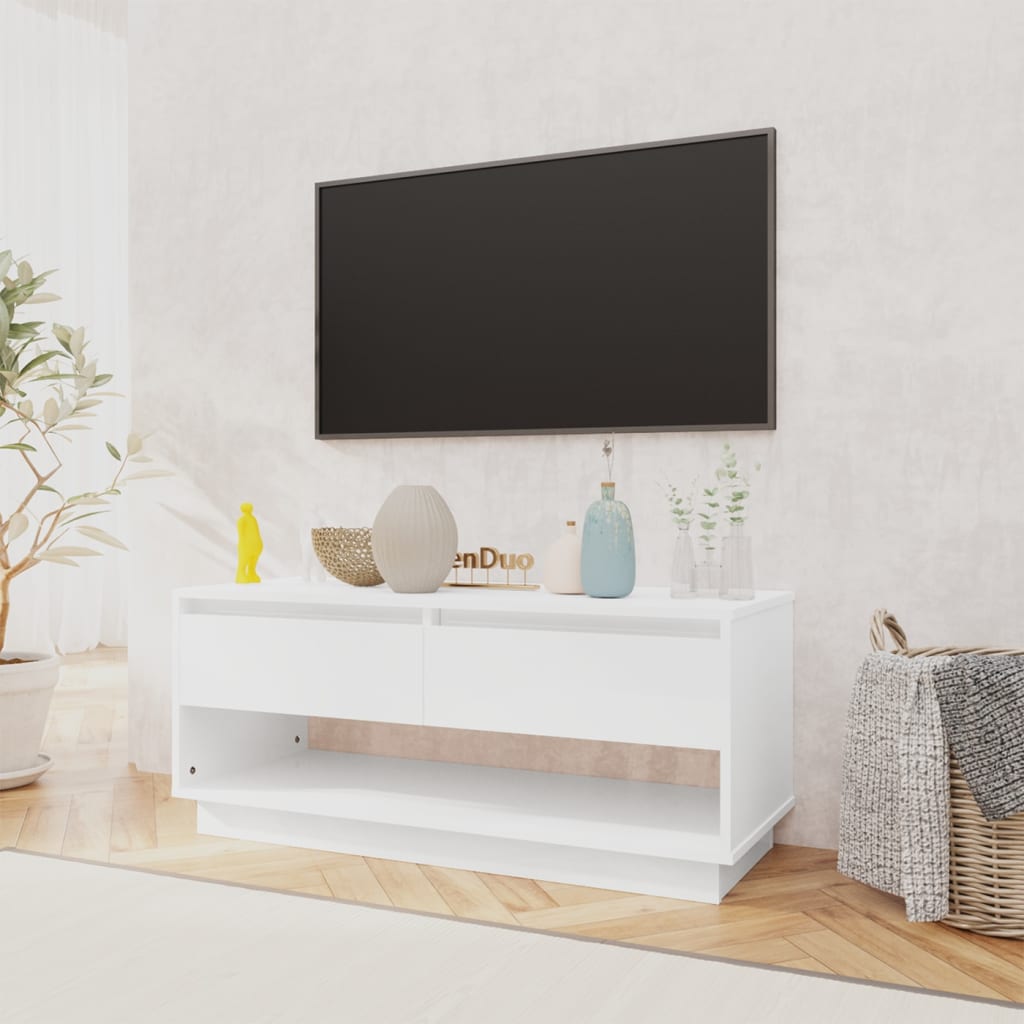 Mobile TV Bianco Lucido 102x41x44 cm in Truciolato - homemem39