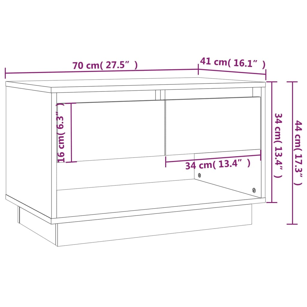 Mobile TV Bianco 70x41x44 cm in Truciolato - homemem39