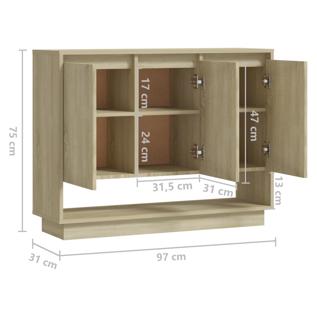 Credenza Rovere Sonoma 97x31x75 cm in Truciolato - homemem39