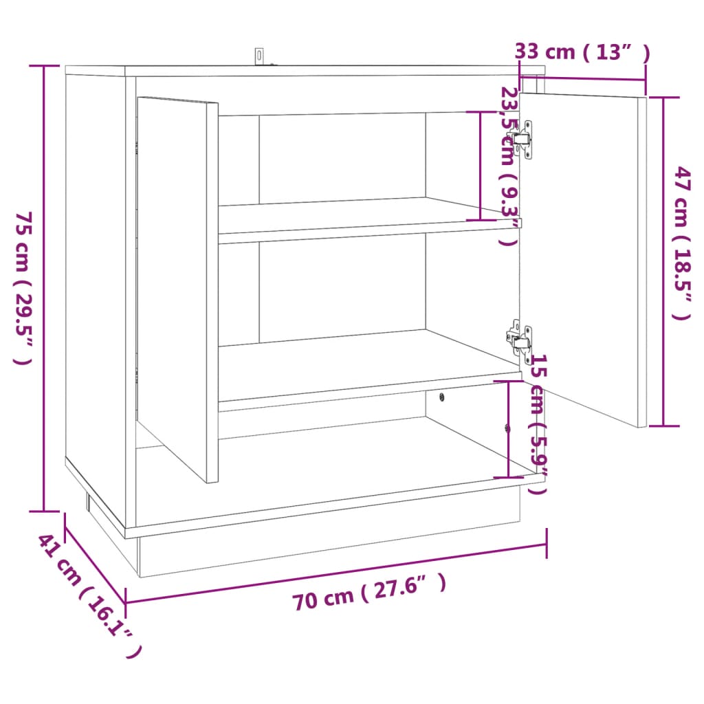 Credenza Grigio Cemento 70x41x75 cm in Truciolato - homemem39