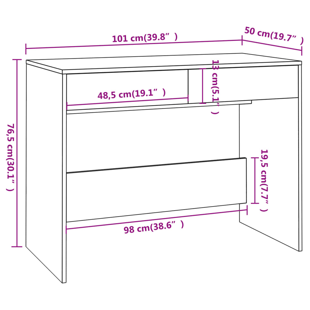 Scrivania Nera 101x50x76,5 cm in Truciolato - homemem39