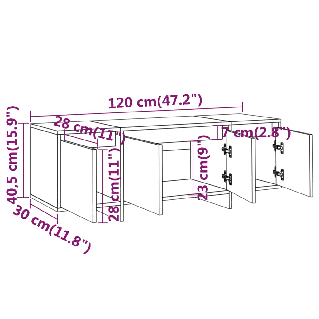 Mobile Porta TV Rovere Sonoma 120x30x40,5 cm in Truciolato - homemem39