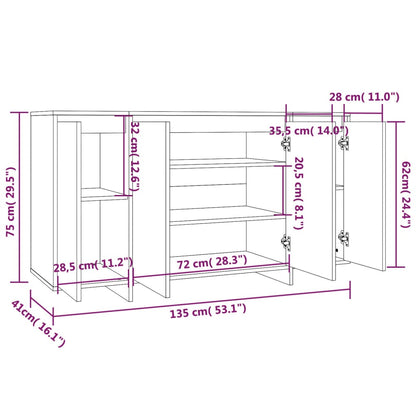 Credenza Nera 135x41x75 cm in Truciolato - homemem39