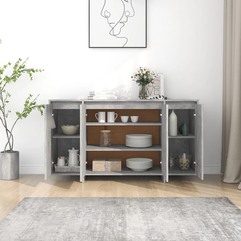 Credenza Grigio Cemento 135x41x75 cm in Truciolato - homemem39