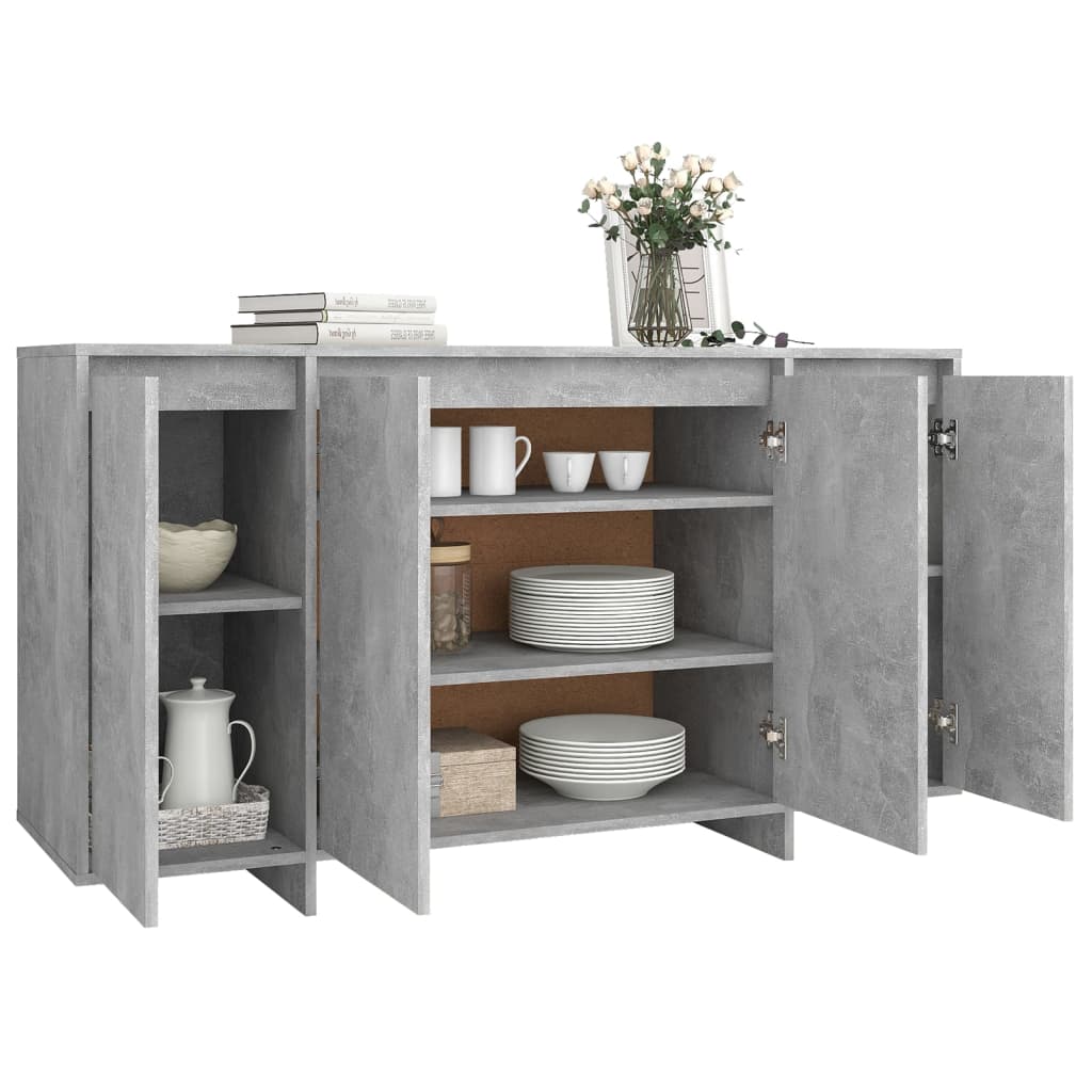 Credenza Grigio Cemento 135x41x75 cm in Truciolato - homemem39