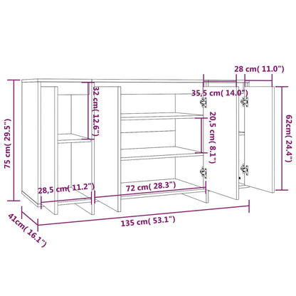 Credenza Grigio Cemento 135x41x75 cm in Truciolato - homemem39