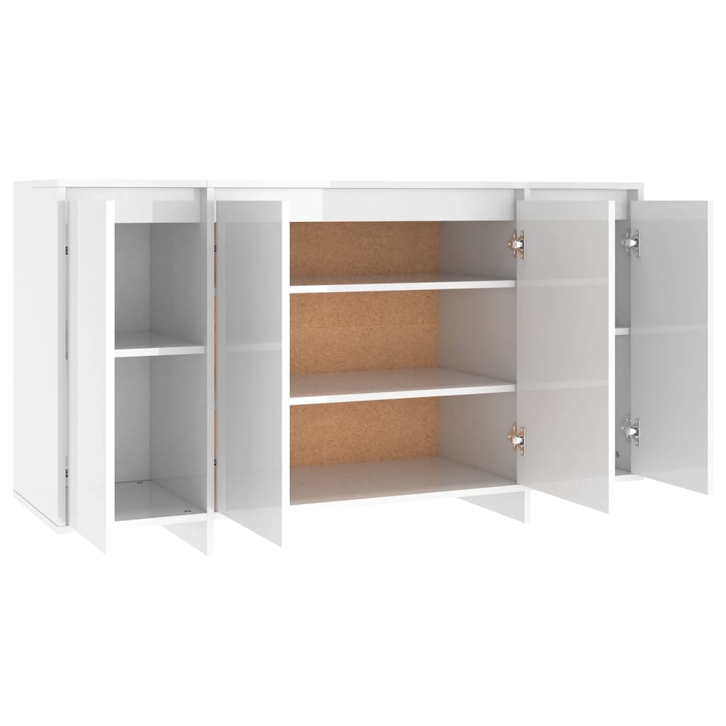 Credenza Bianco Lucido 135x41x75 cm in Truciolato - homemem39