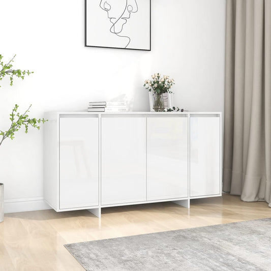 Credenza Bianco Lucido 135x41x75 cm in Truciolato - homemem39