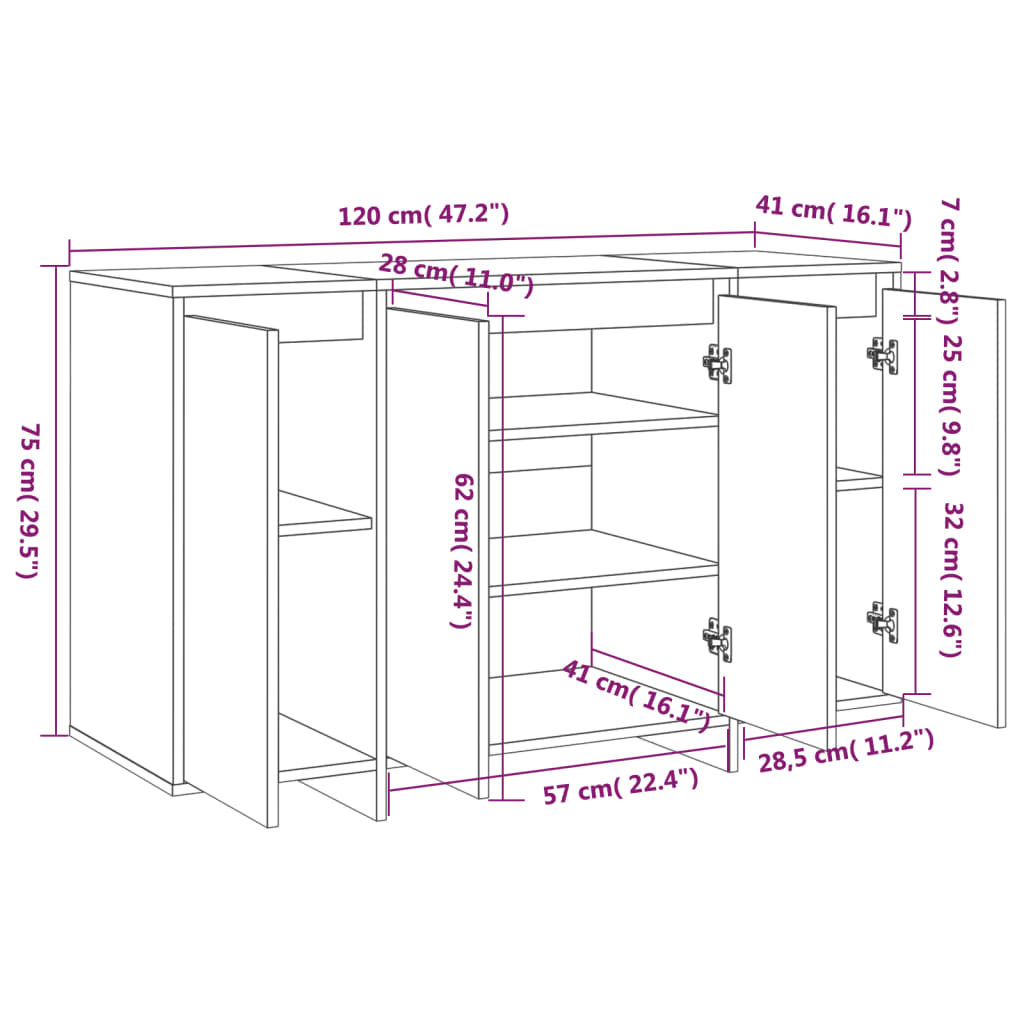 Credenza Rovere Sonoma 120x41x75 cm in Truciolato - homemem39