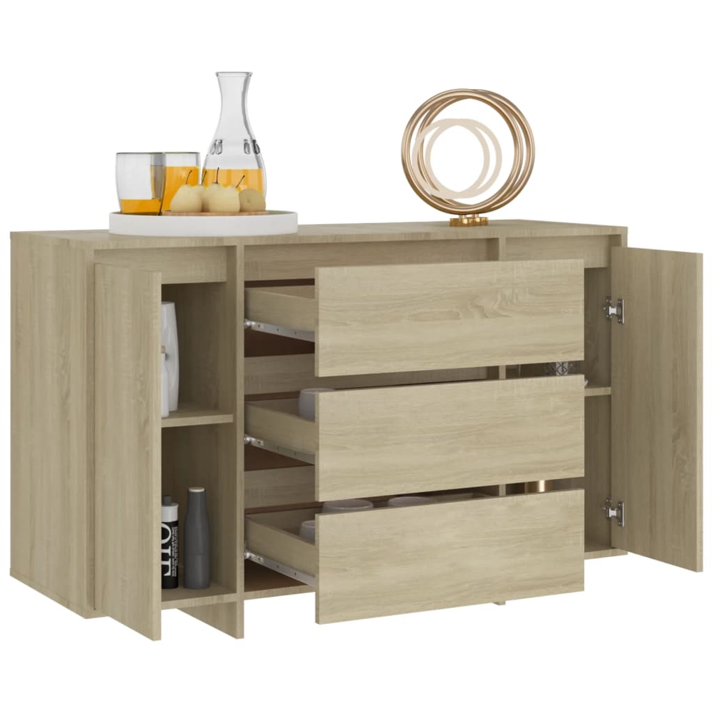 Credenza con 3 Cassetti Rovere Sonoma 120x41x75cm in Truciolato - homemem39