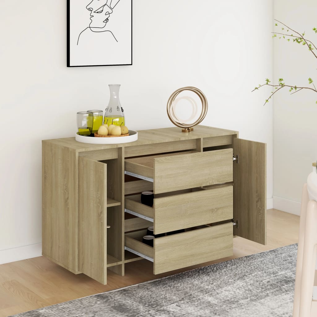 Credenza con 3 Cassetti Rovere Sonoma 120x41x75cm in Truciolato - homemem39