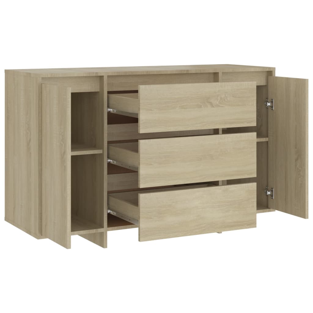 Credenza con 3 Cassetti Rovere Sonoma 120x41x75cm in Truciolato - homemem39