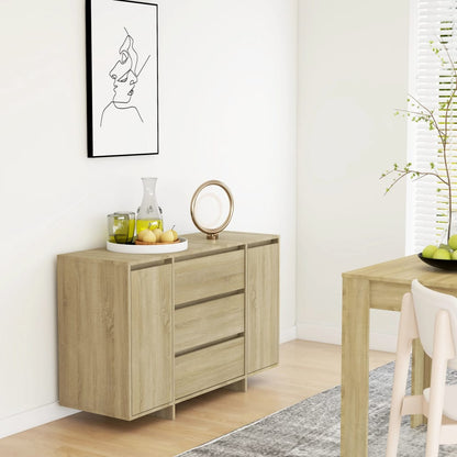 Credenza con 3 Cassetti Rovere Sonoma 120x41x75cm in Truciolato - homemem39