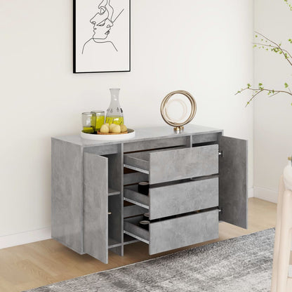 Credenza con 3 Cassetti Grigio Cemento 120x41x75 cm Truciolato - homemem39