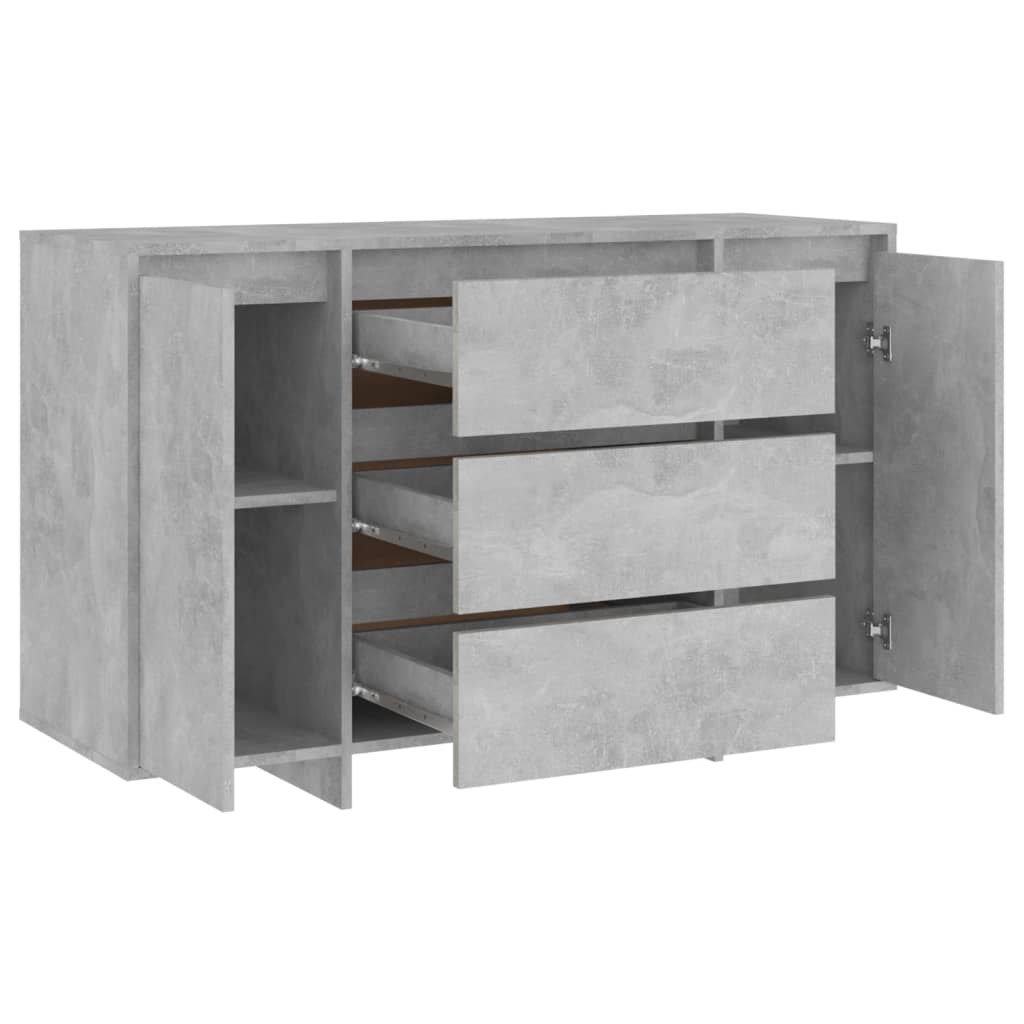 Credenza con 3 Cassetti Grigio Cemento 120x41x75 cm Truciolato - homemem39