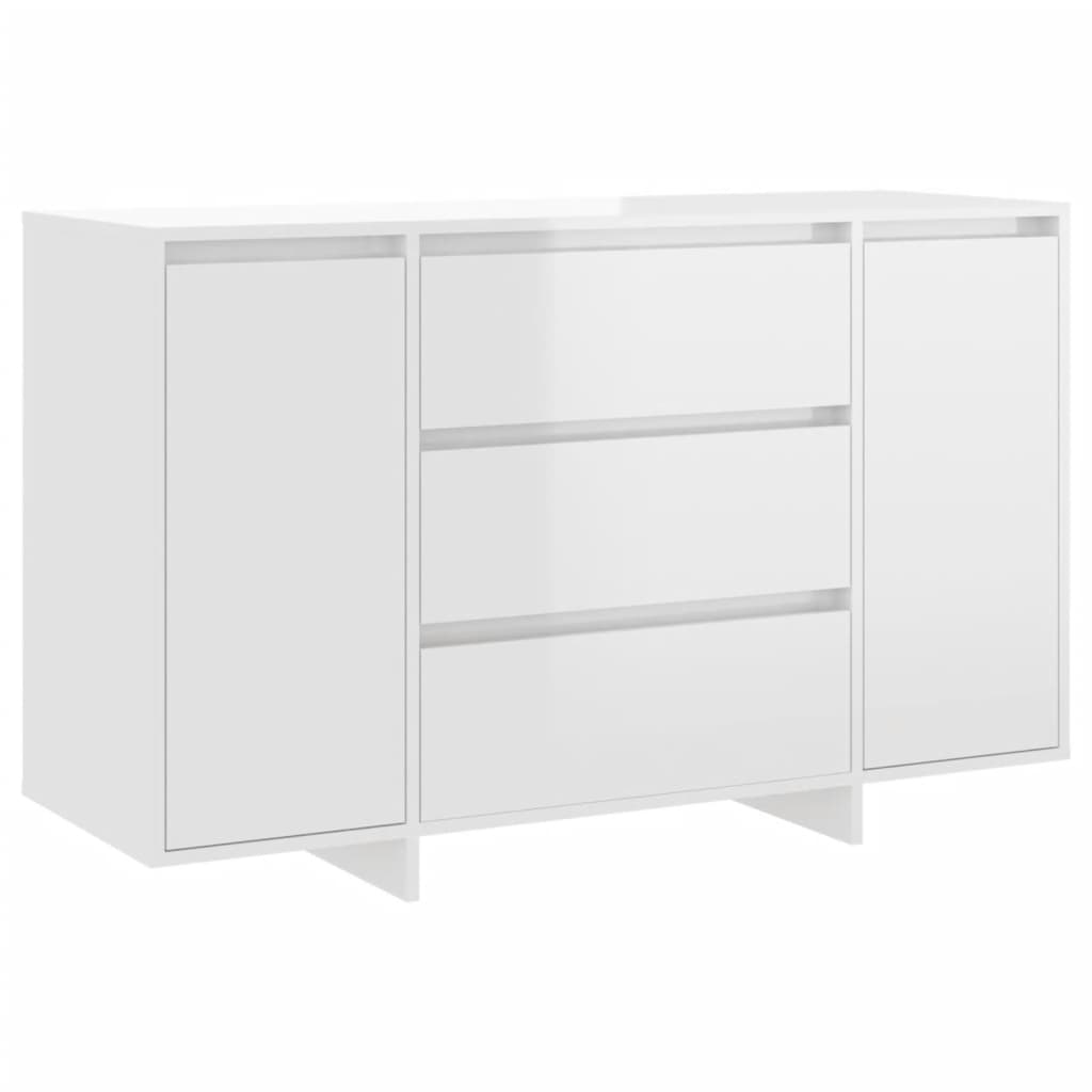 Credenza con 3 Cassetti Bianco Lucido 120x41x75cm in Truciolato - homemem39