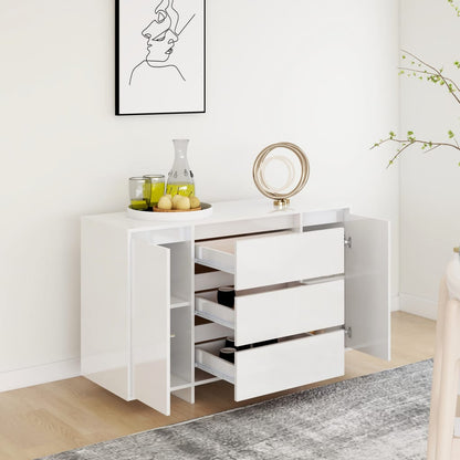 Credenza con 3 Cassetti Bianco Lucido 120x41x75cm in Truciolato - homemem39