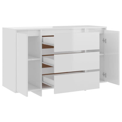 Credenza con 3 Cassetti Bianco Lucido 120x41x75cm in Truciolato - homemem39