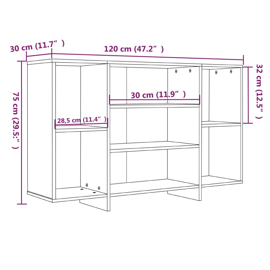 Credenza Rovere Sonoma 120x30x75 cm in Truciolato - homemem39