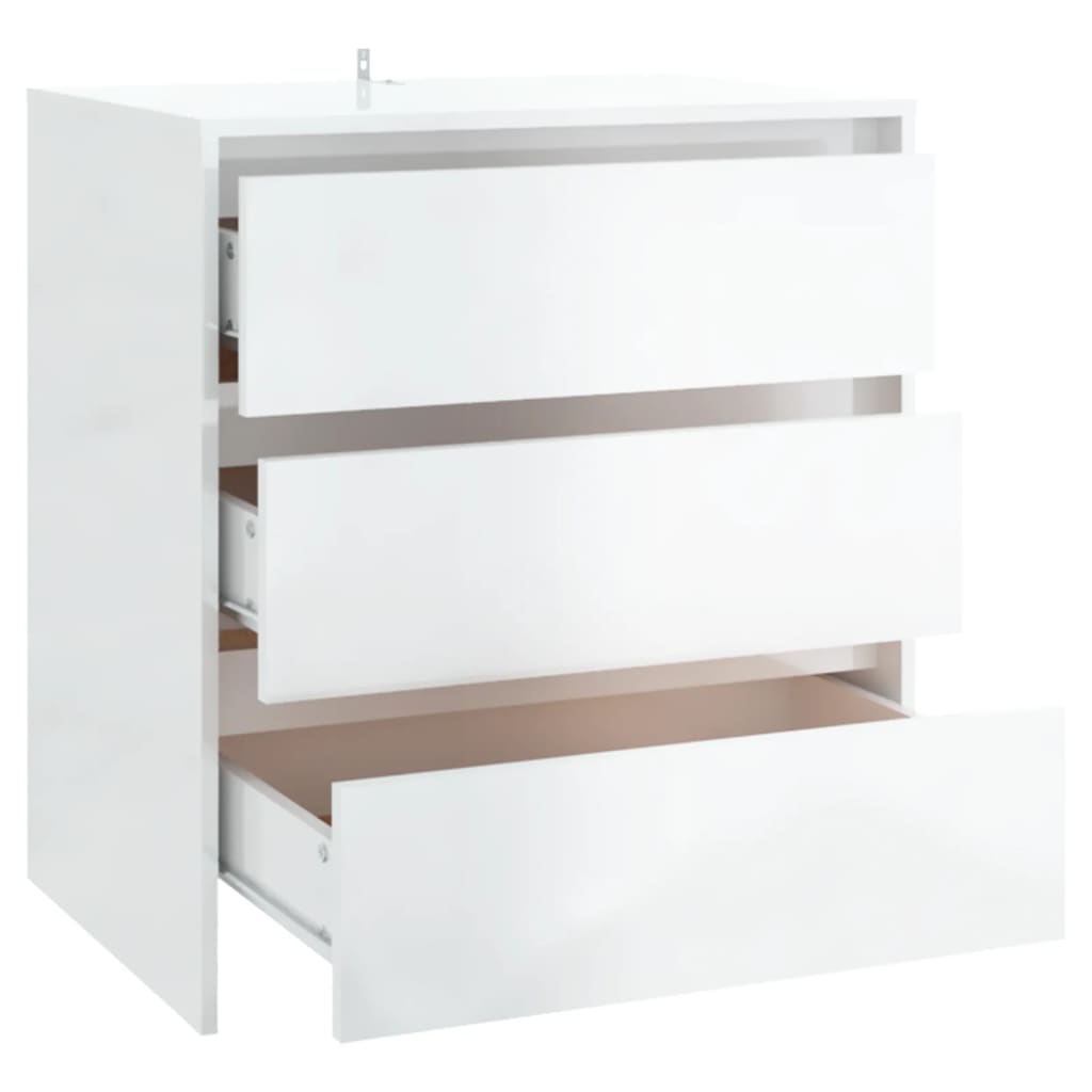 Credenza Bianco Lucido 70x41x75 cm in Truciolato - homemem39