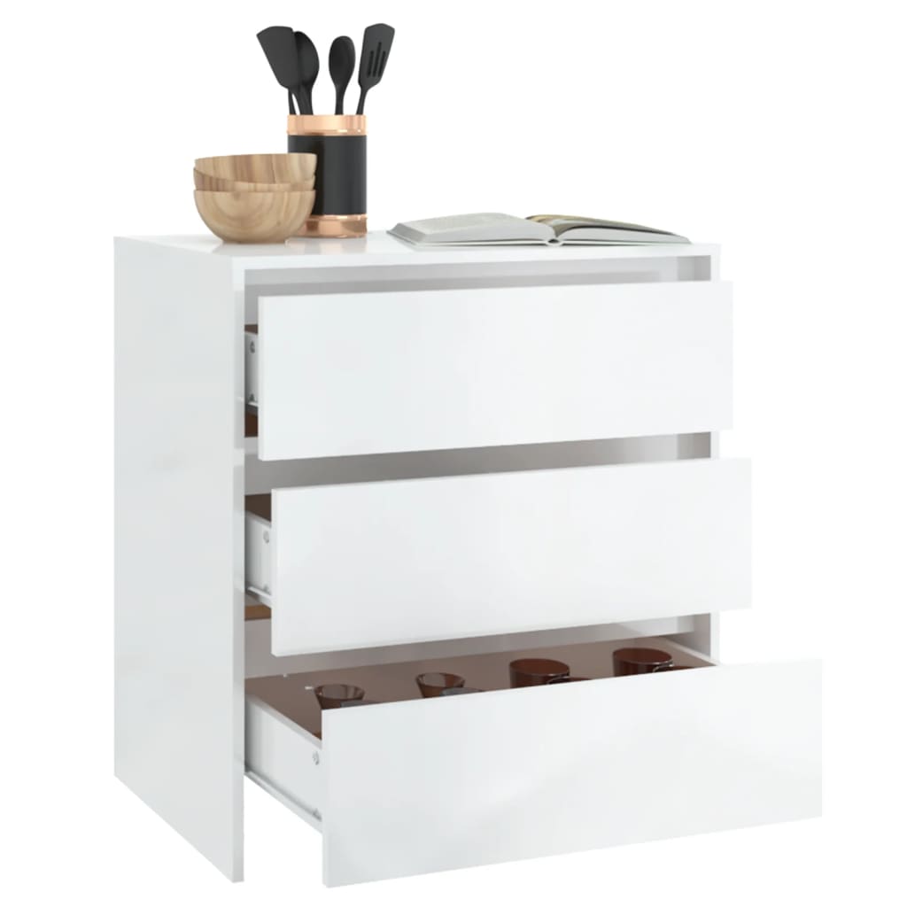 Credenza Bianco Lucido 70x41x75 cm in Truciolato - homemem39