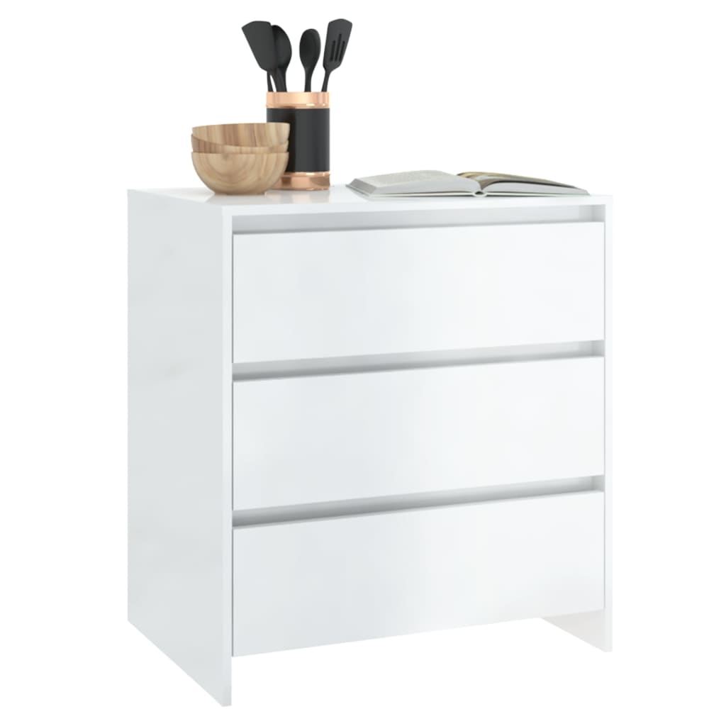 Credenza Bianco Lucido 70x41x75 cm in Truciolato - homemem39