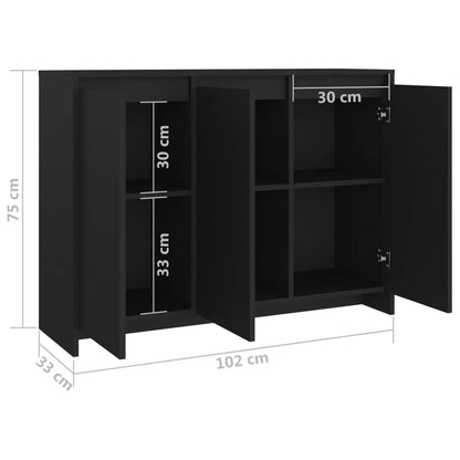 Credenza Nera 102x33x75 cm in Truciolato - homemem39