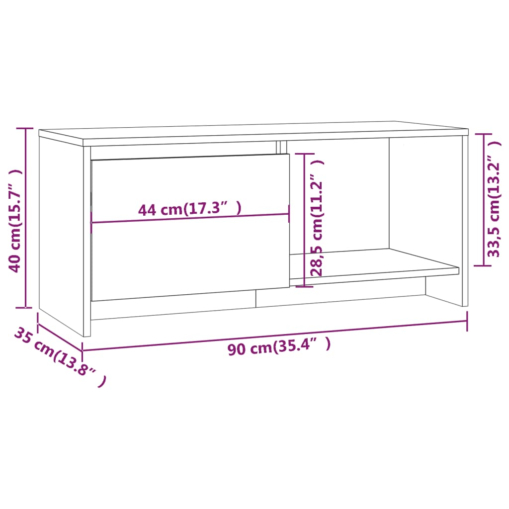 Mobile TV Grigio Cemento 90x35x40 cm in Truciolato - homemem39