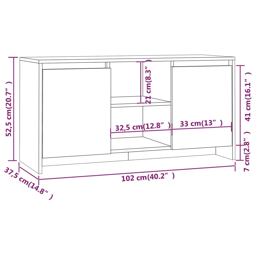 Mobile Porta TV Nero 102x37,5x52,5 cm in Truciolato - homemem39