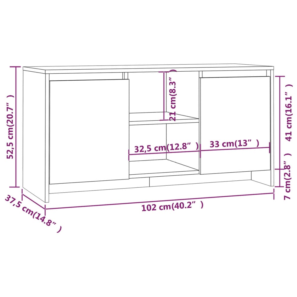 Mobile Porta TV Rovere Sonoma 102x37,5x52,5 cm in Truciolato - homemem39