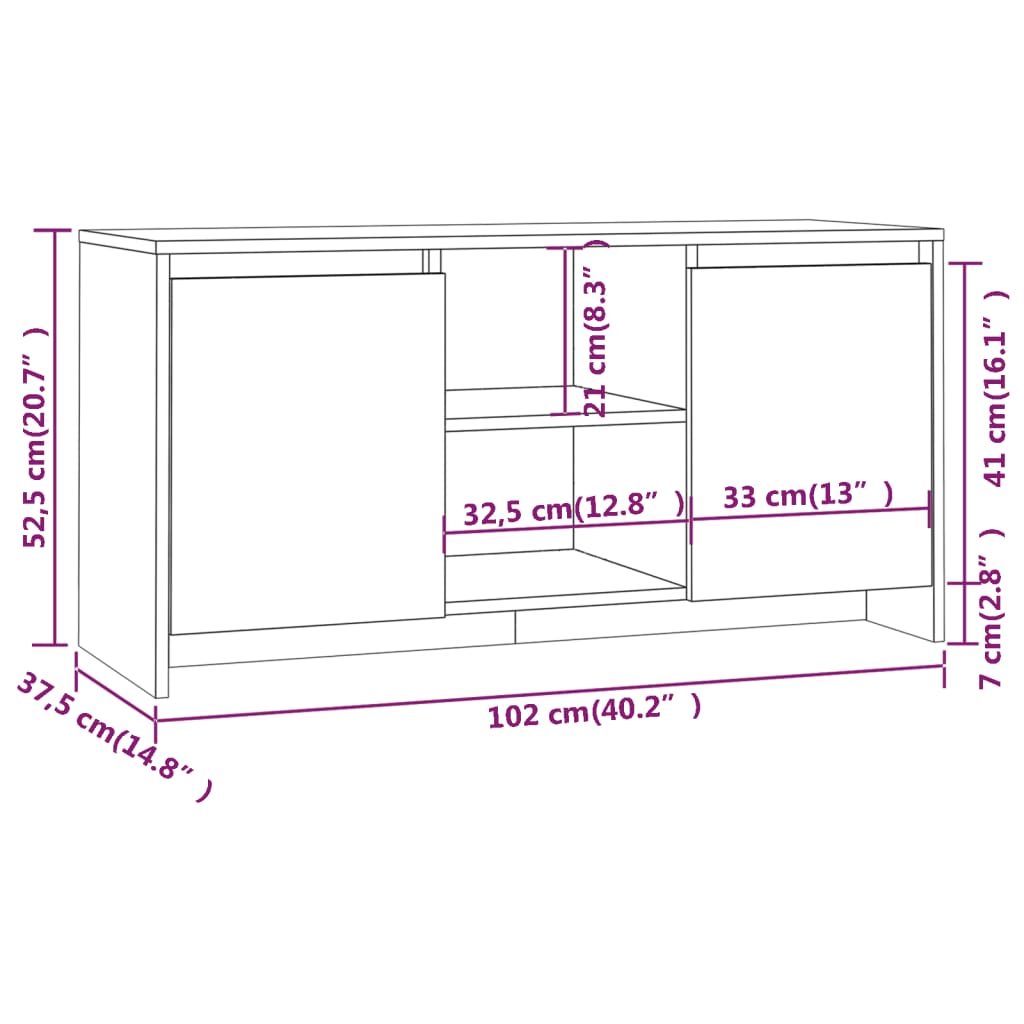 Mobile Porta TV Grigio Cemento 102x37,5x52,5 cm in Truciolato - homemem39