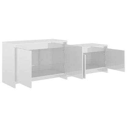 Mobile TV Bianco Lucido 146,5x35x50 cm in Truciolato - homemem39