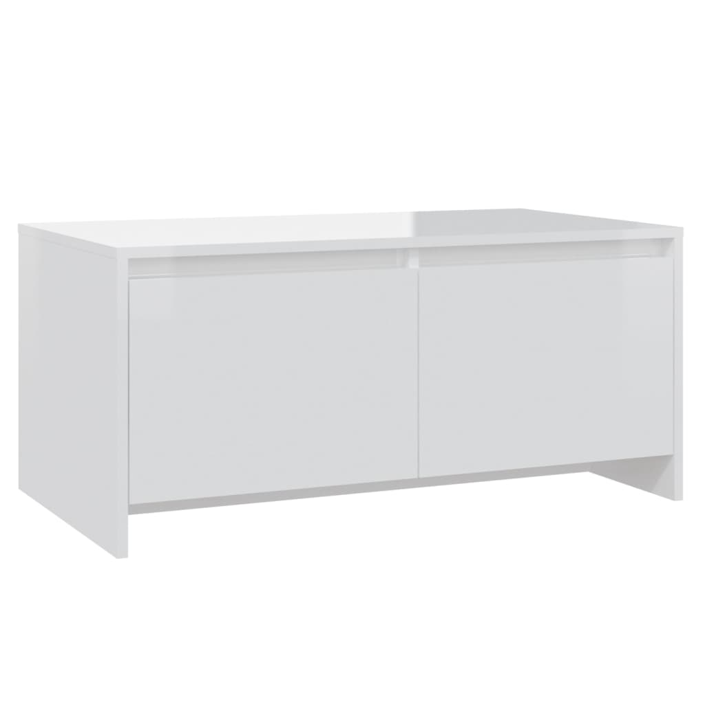 Tavolino da Salotto Bianco Lucido 90x50x41,5 cm in Truciolato - homemem39