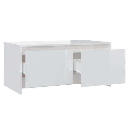 Tavolino da Salotto Bianco Lucido 90x50x41,5 cm in Truciolato - homemem39