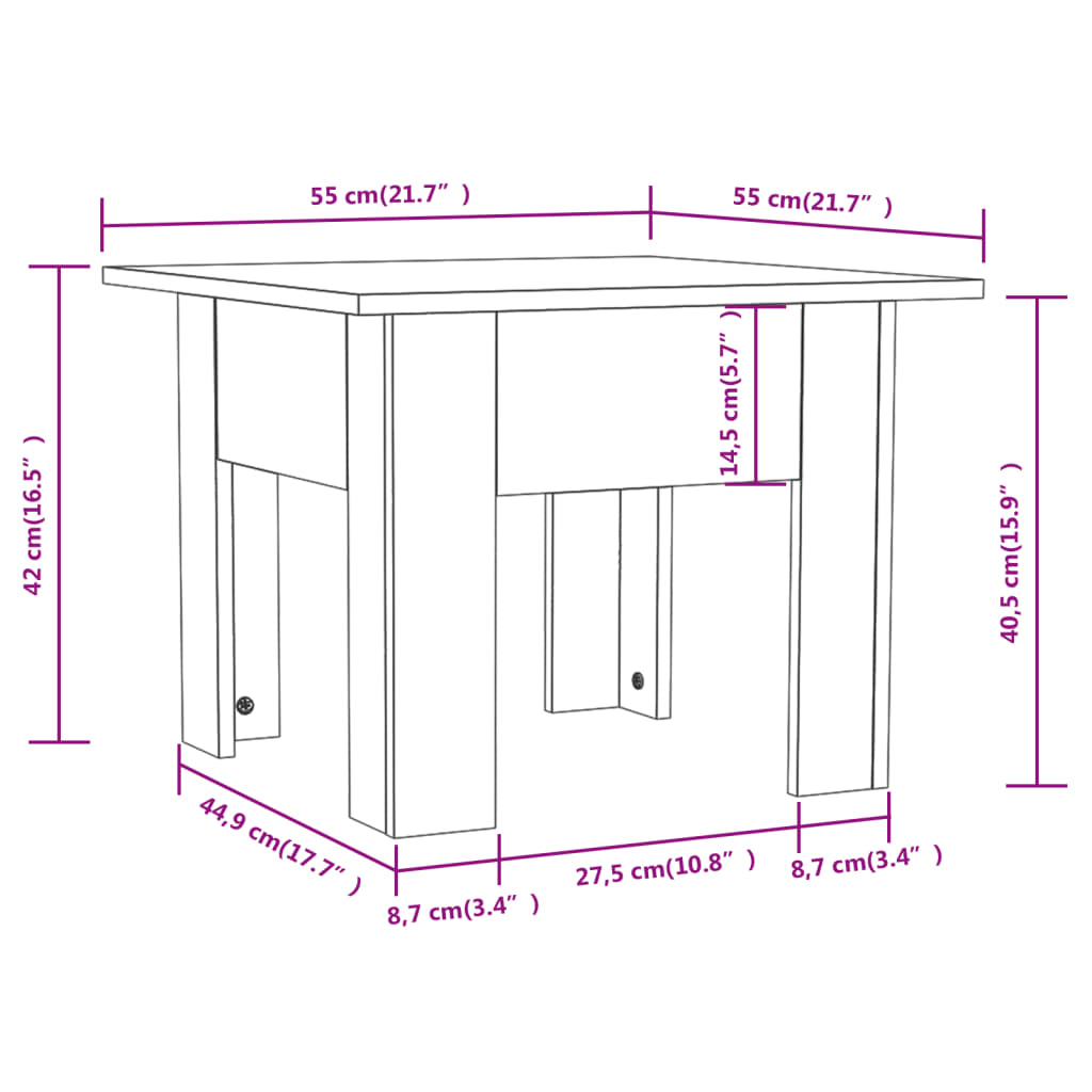 Tavolino da Salotto Bianco 55x55x42 cm in Legno Multistrato - homemem39