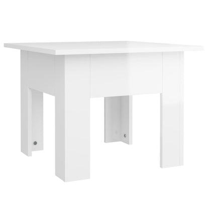 Tavolino da Salotto Bianco Lucido 57x57x30 cm in Truciolato - homemem39