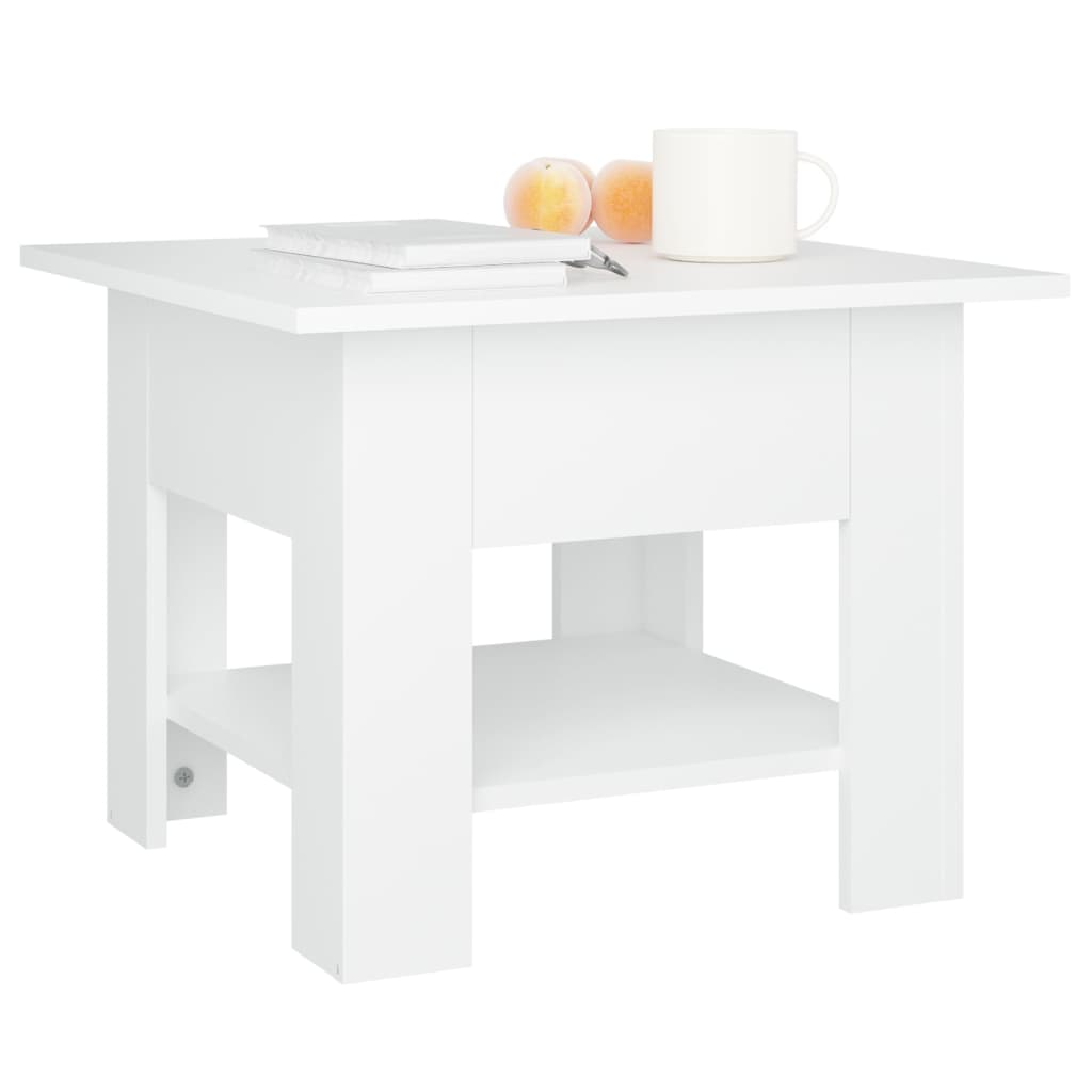 Tavolino da Salotto Bianco 55x55x42 cm in Truciolato - homemem39