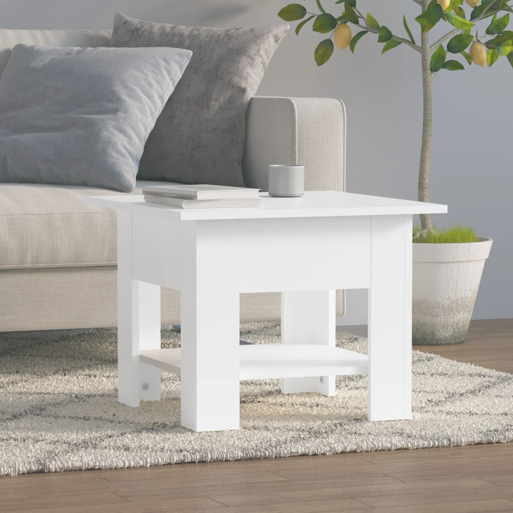 Tavolino da Salotto Bianco 55x55x42 cm in Truciolato - homemem39