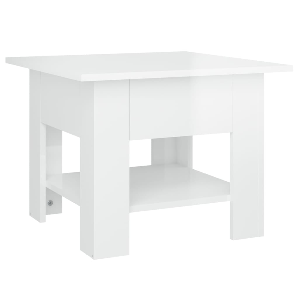 Tavolino da Salotto Bianco Lucido 55x55x42 cm Legno Multistrato - homemem39