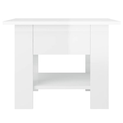 Tavolino da Salotto Bianco Lucido 55x55x42 cm Legno Multistrato - homemem39