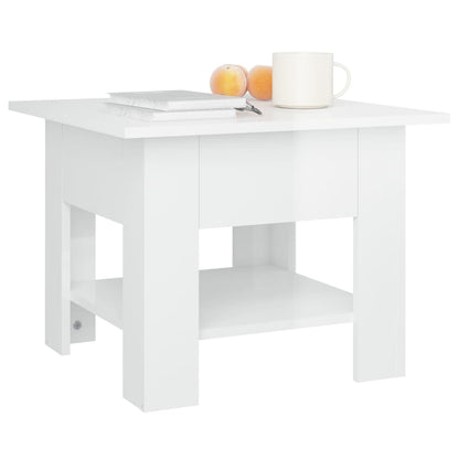 Tavolino da Salotto Bianco Lucido 55x55x42 cm Legno Multistrato - homemem39