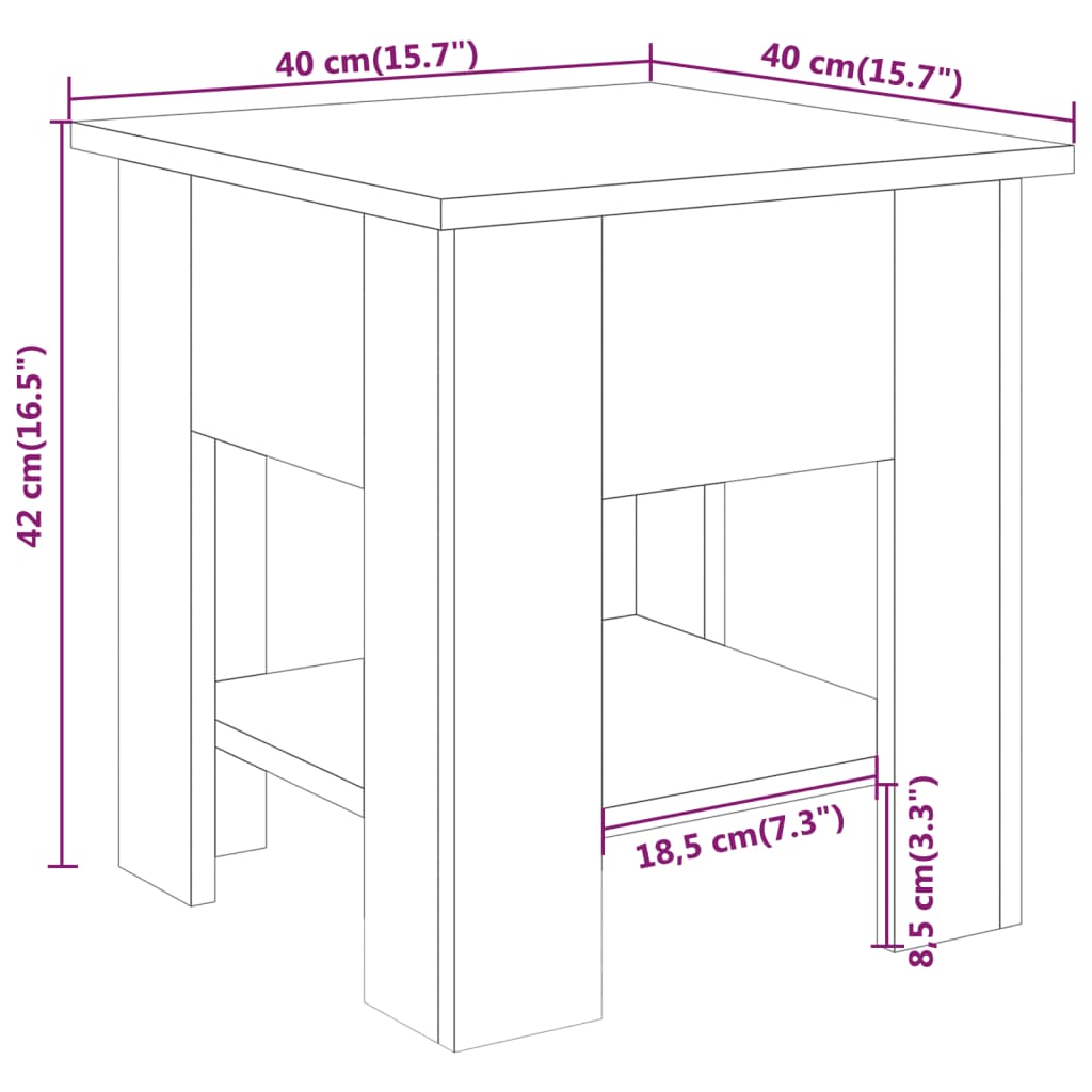 Tavolino da Salotto Bianco Lucido 40x40x42 cm Legno Multistrato - homemem39