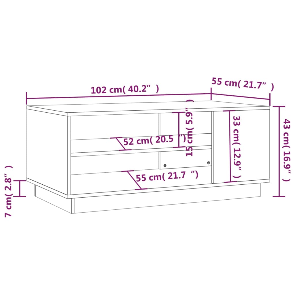 Tavolino da Salotto Rovere Sonoma 102x55x43 cm in Truciolato - homemem39