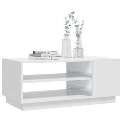 Tavolino da Salotto Bianco Lucido 102x55x43 cm in Truciolato - homemem39