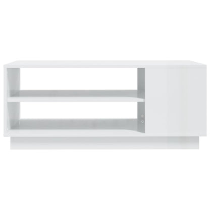 Tavolino da Salotto Bianco Lucido 102x55x43 cm in Truciolato - homemem39